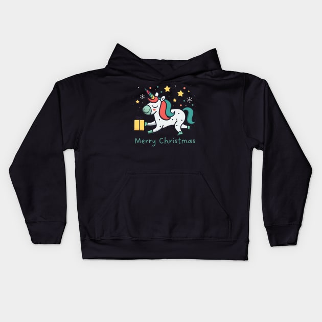 Unicorn Christmas Kids Hoodie by NomiCrafts